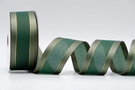 شريط ساتان ذو لونين أخضر وأخضر فاتح مع بطانة ذهبية_K1773-505